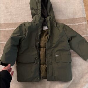 Zara Kids Olive Green Hooded Jacket